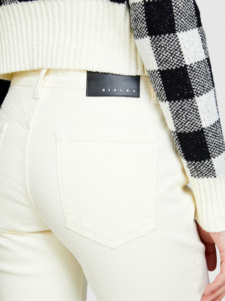Colorful jeans with slits - women's slim fit jeans - Creamy White | Sisley image number 5